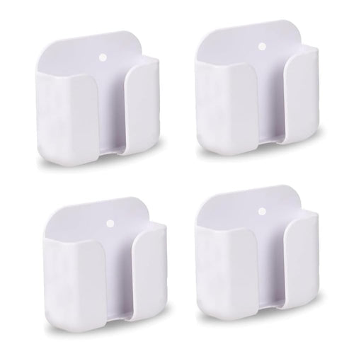 WALLVIEW TECH Pack of 4 Wall Mounted Mobile Smartphone Holder Storage Case for Phones with Strong Adhesive Strips|Wall Mount Mobile Stand/Multi-Purpose Stand for Phone Charging (Black)