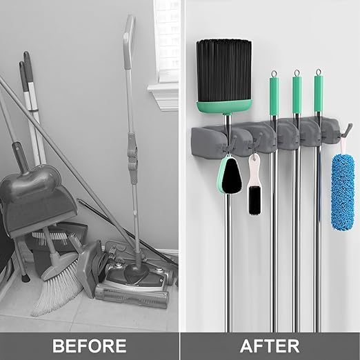 Mop and Broom Holder Wall Mount