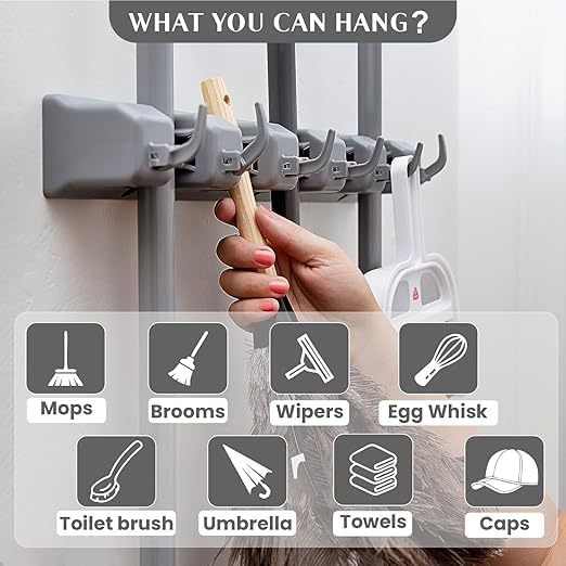 Mop and Broom Holder Wall Mount