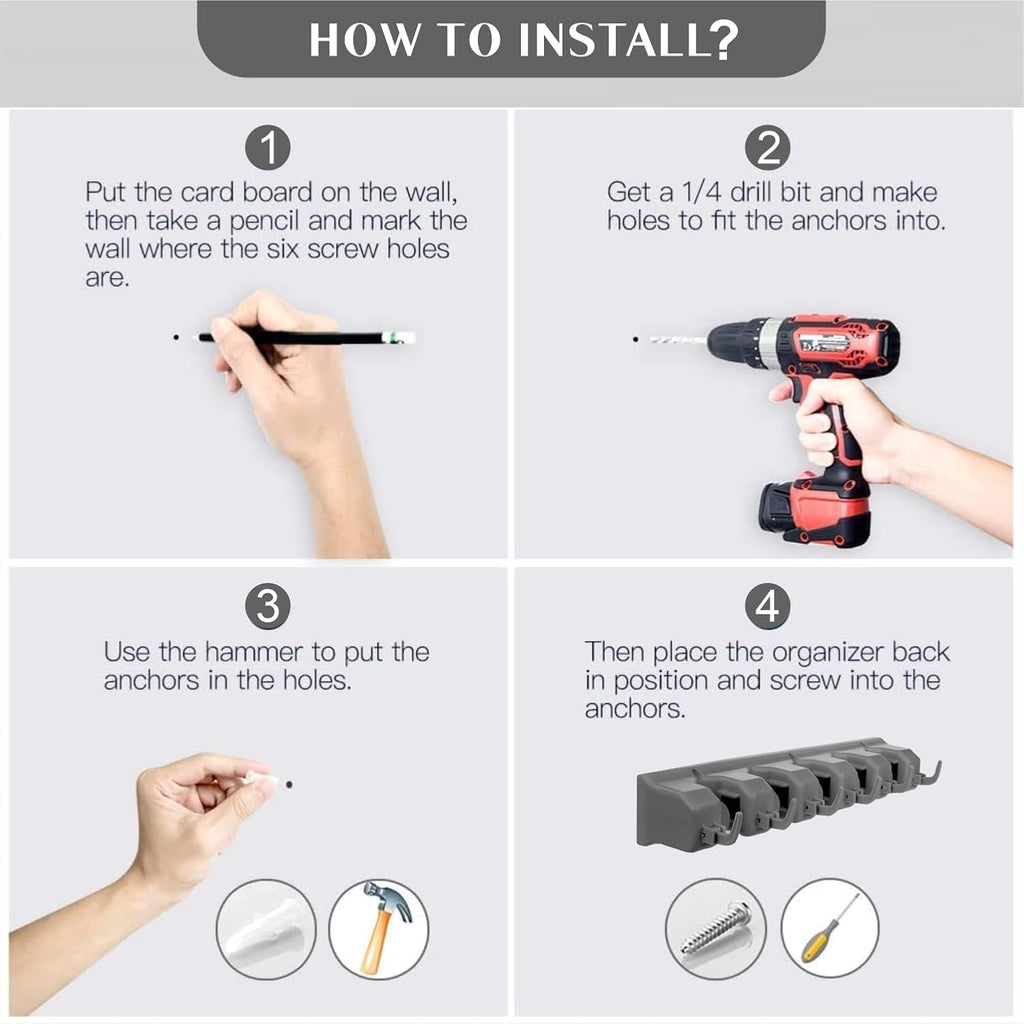 Mop and Broom Holder Wall Mount