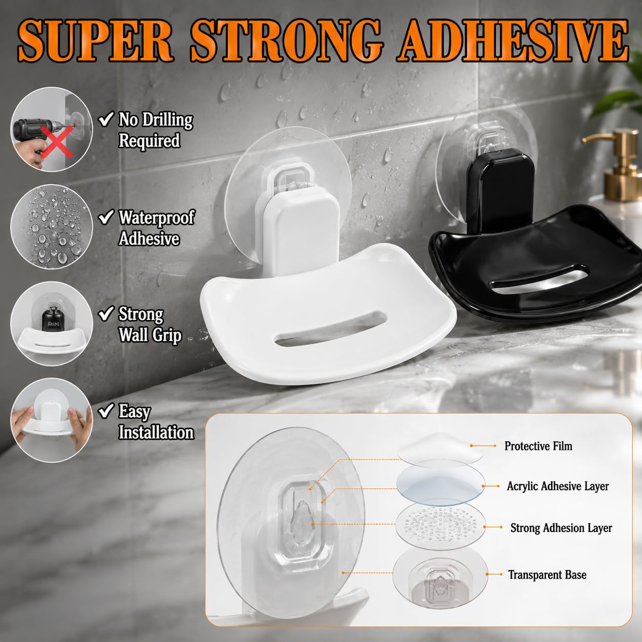 Self Adhesive Soap Holder  (Pack of 2)