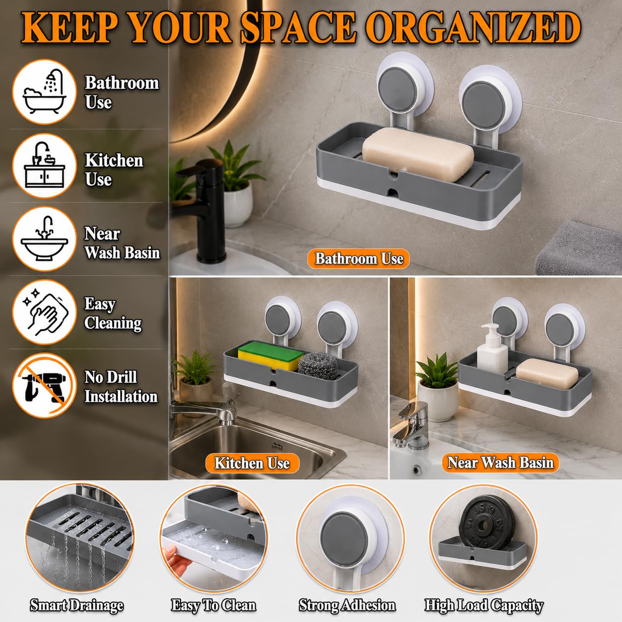 Self Adhesive Soap Holder  (Pack of 2)