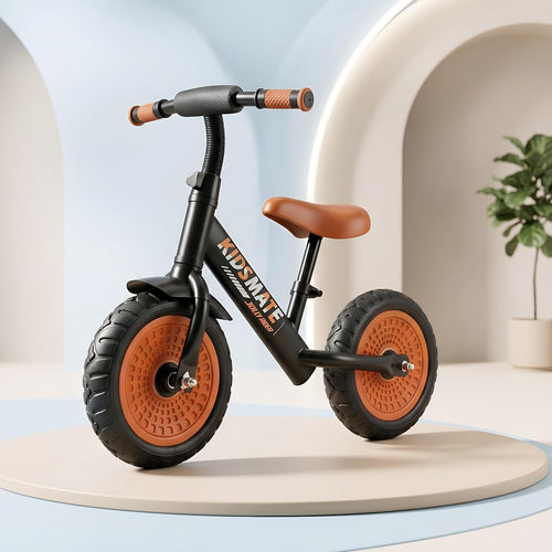 Kidsmate Zippy Balance Bike for Kids 2-6 Years | Adjustable Seat Height | Inbuilt Music & LED Light | Kids Bicycle with EVA Tyres | Perfect Balancing Cycle for Little Riders - Orange