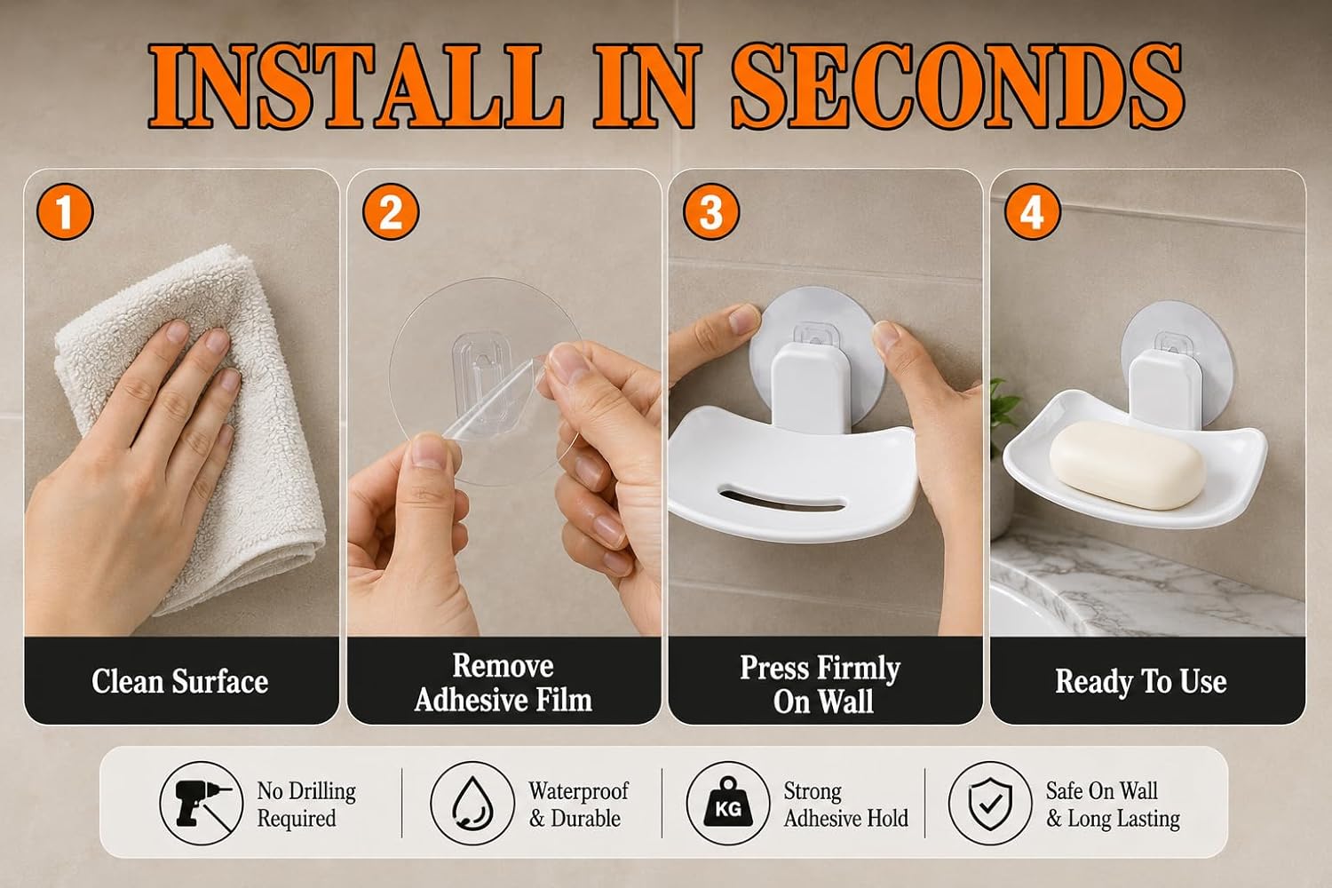 Self Adhesive Soap Holder  (Pack of 2)