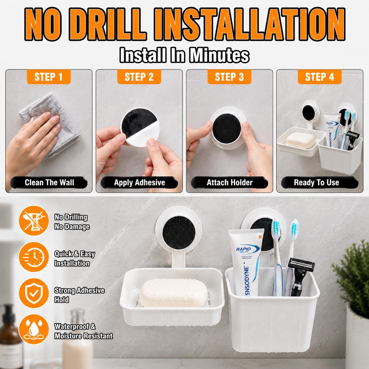 Self Adhesive Soap Holder  (Pack of 2)