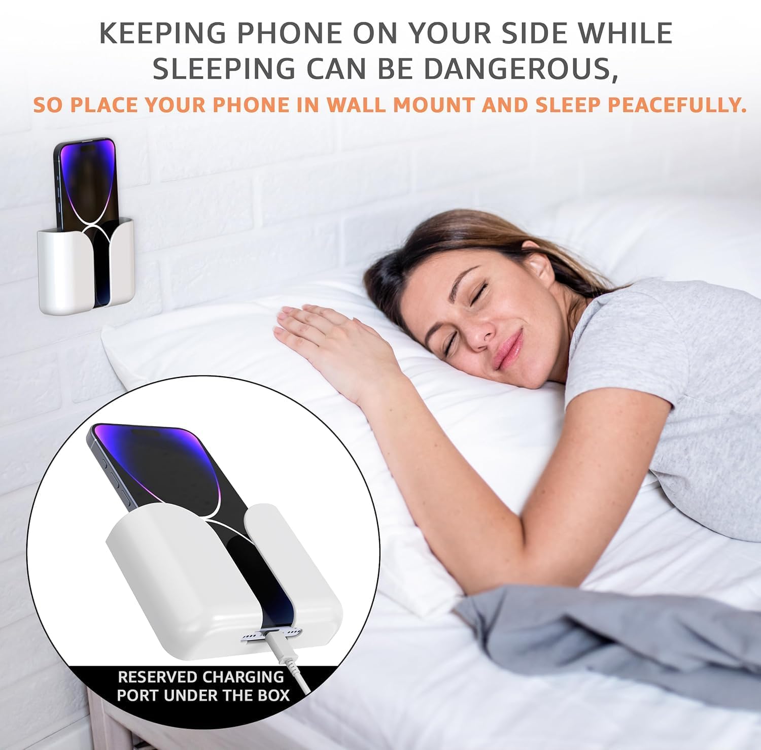 WALLVIEW TECH Pack of 4 Wall Mounted Mobile Smartphone Holder Storage Case for Phones with Strong Adhesive Strips|Wall Mount Mobile Stand/Multi-Purpose Stand for Phone Charging (Black)