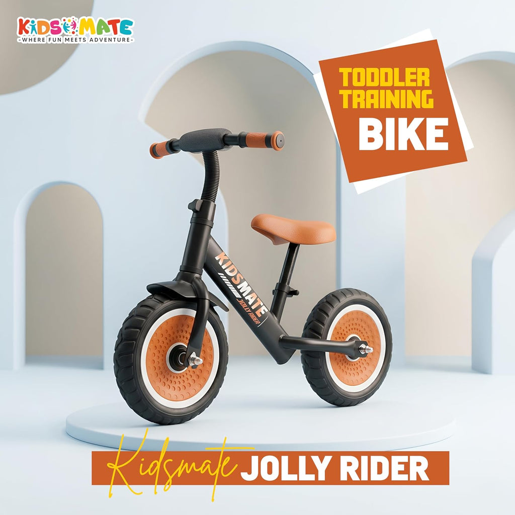 Kidsmate Zippy Balance Bike for Kids 2-6 Years | Adjustable Seat Height | Inbuilt Music & LED Light | Kids Bicycle with EVA Tyres | Perfect Balancing Cycle for Little Riders - Orange