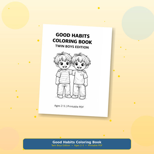Good Habits Coloring Book Twin Boys Edition | Printable PDF